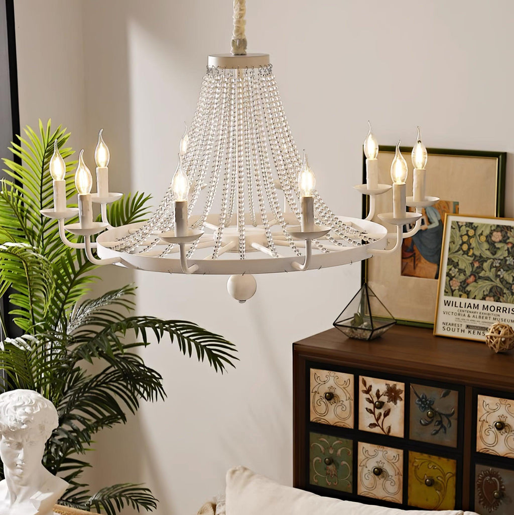 Naples Lustre Perles de Cristal Rustique Blanc Gris Royal - Neutralighting