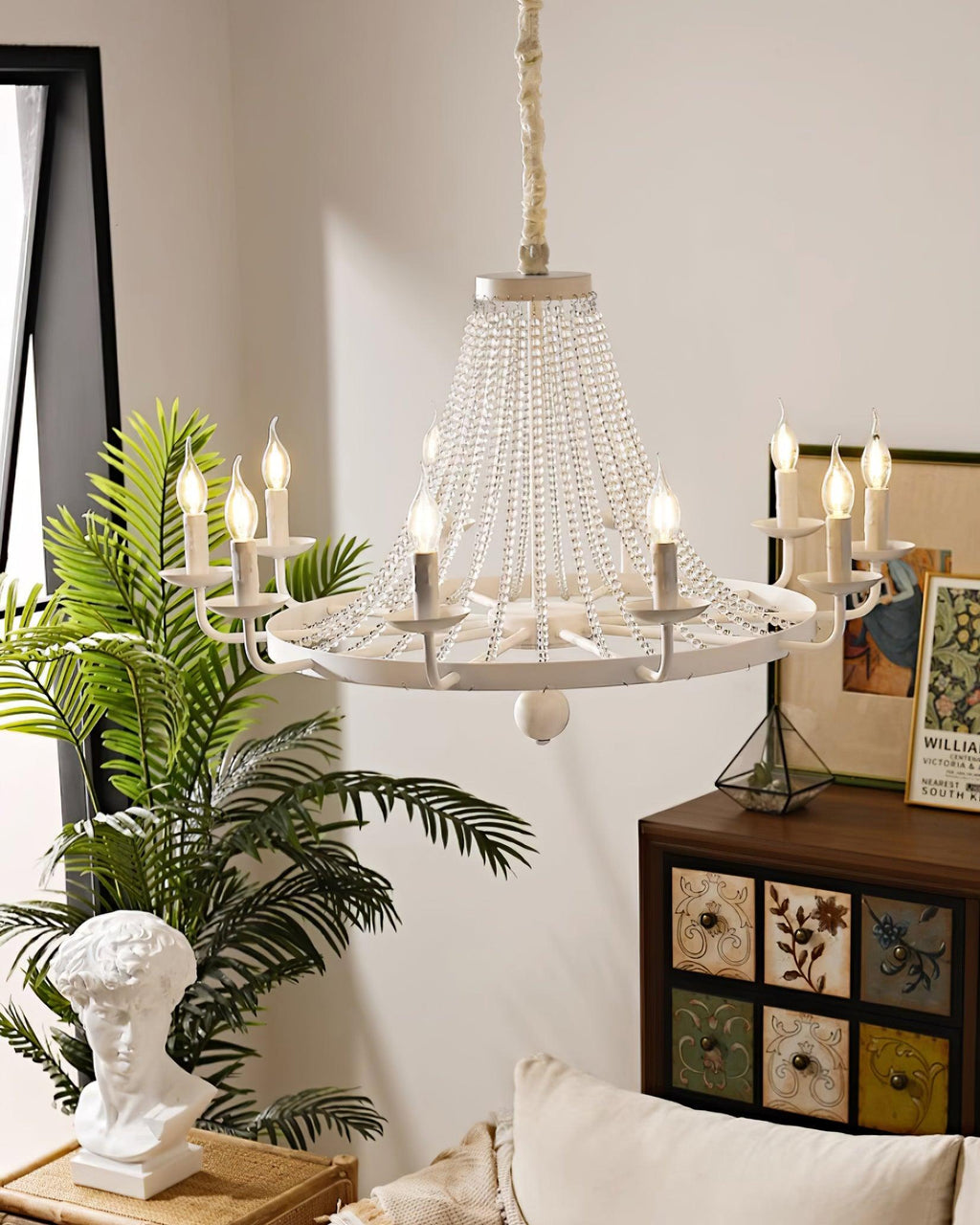 Naples Lustre Perles de Cristal Rustique Blanc Gris Royal - Neutralighting
