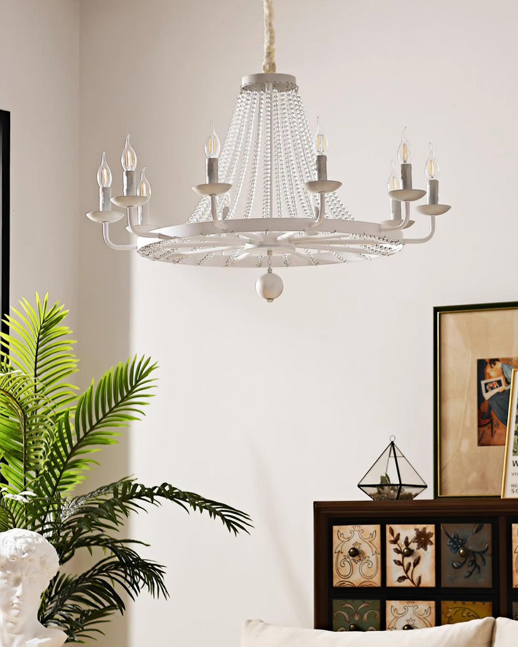 Naples Lustre Perles de Cristal Rustique Blanc Gris Royal - Neutralighting