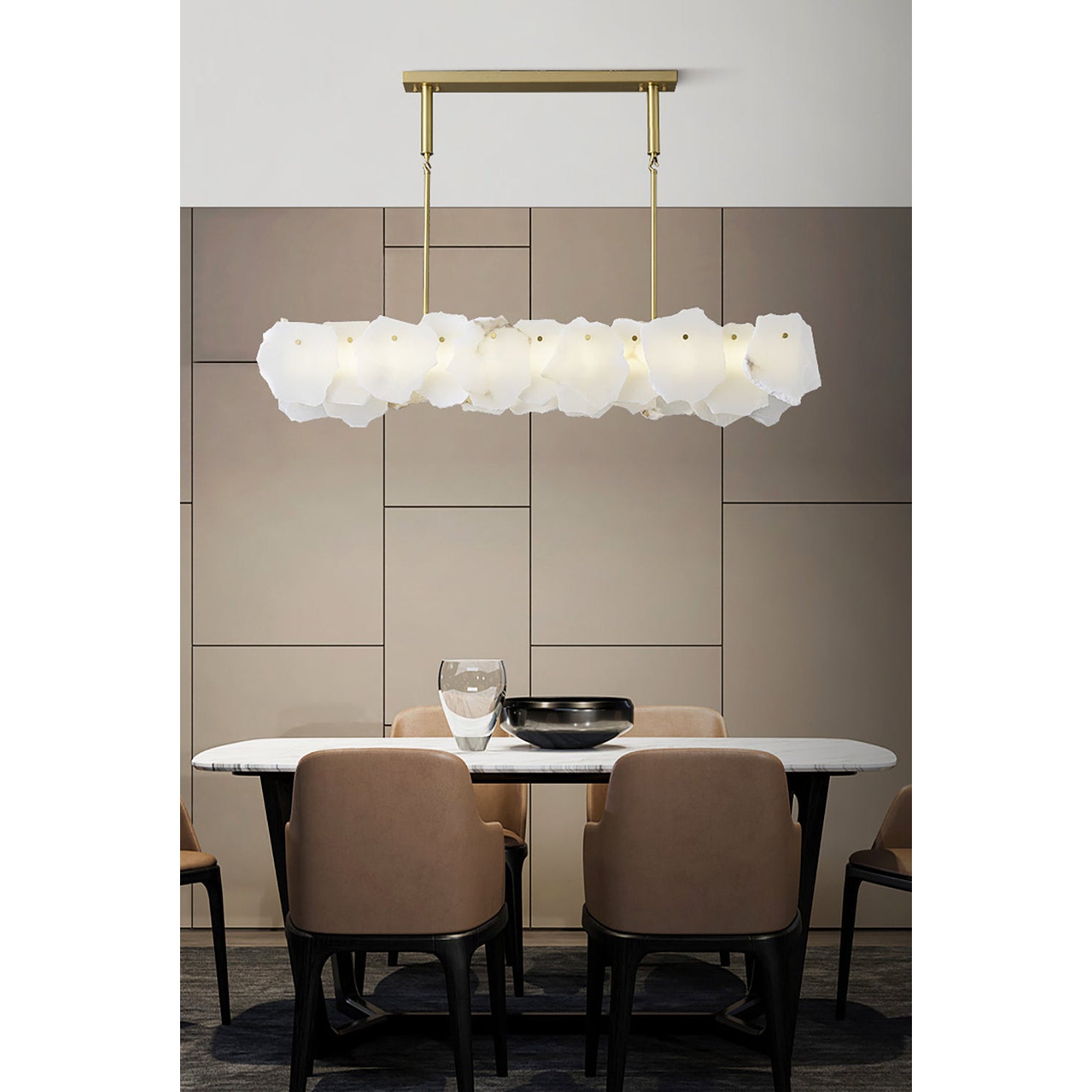 Catala Lustre Moderne Minimaliste en Laiton et Albâtre - Neutralighting