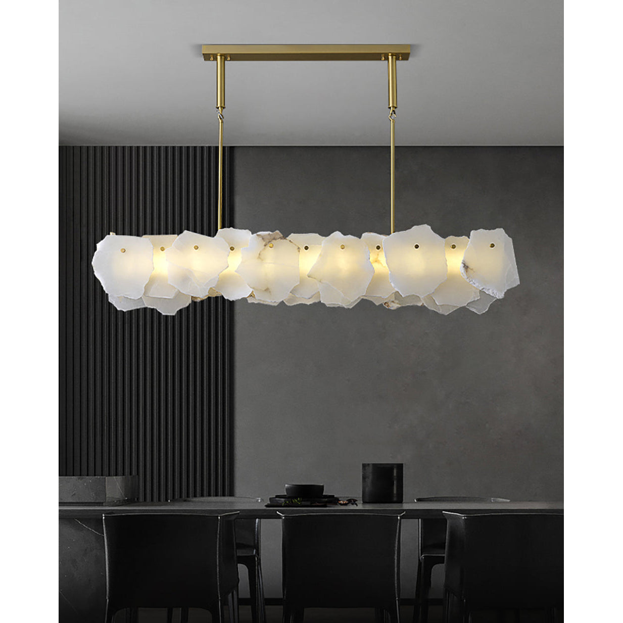 Catala Lustre Moderne Minimaliste en Laiton et Albâtre - Neutralighting