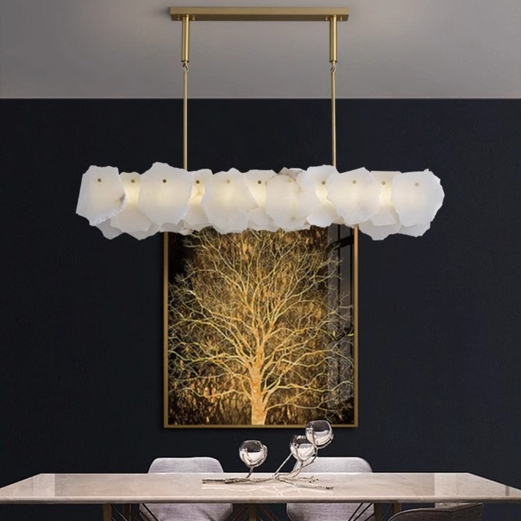 Catala Lustre Moderne Minimaliste en Laiton et Albâtre - Neutralighting