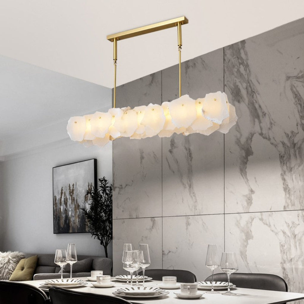 Catala Lustre Moderne Minimaliste en Laiton et Albâtre - Neutralighting