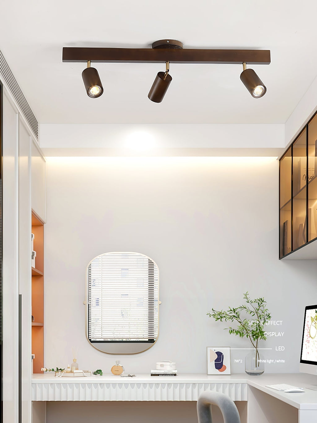 Solara Plafonnier poutre en bois naturel avec spot - Neutralighting