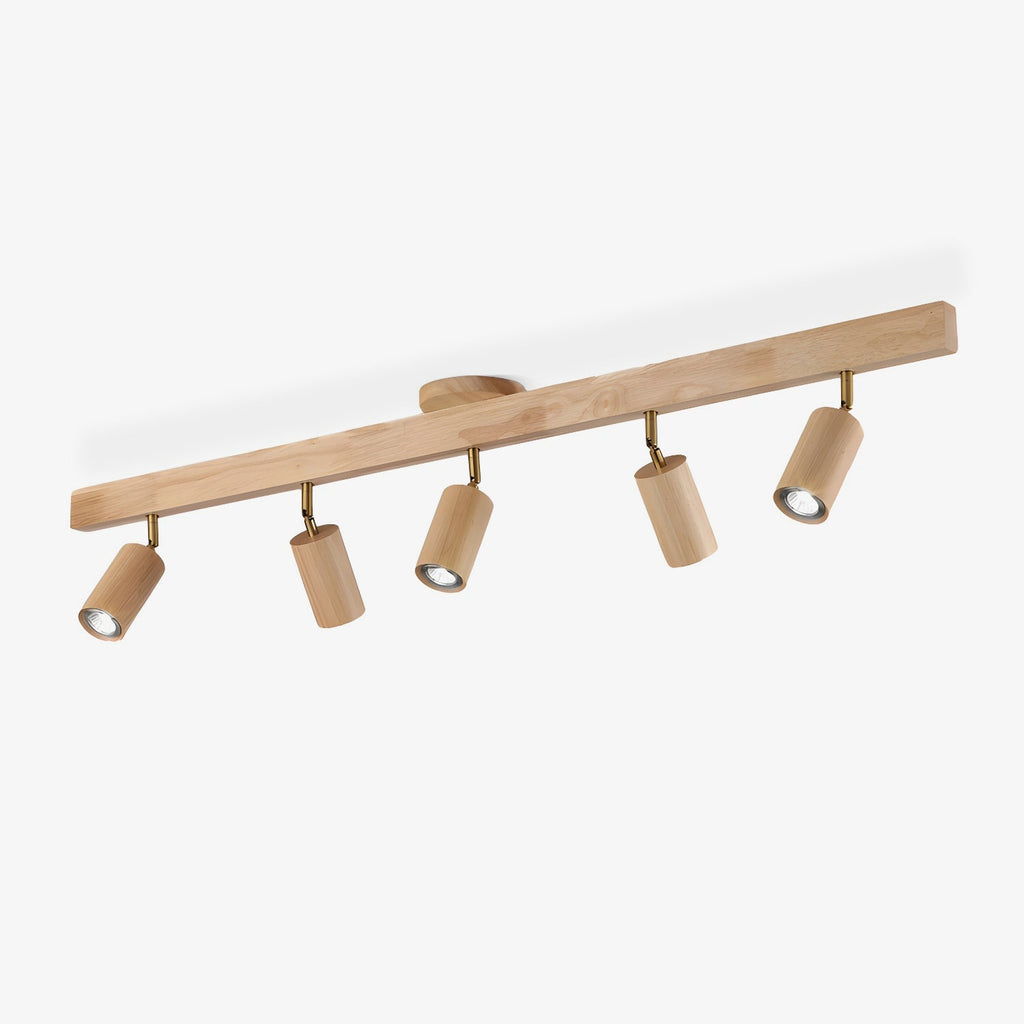 Solara Plafonnier poutre en bois naturel avec spot - Neutralighting