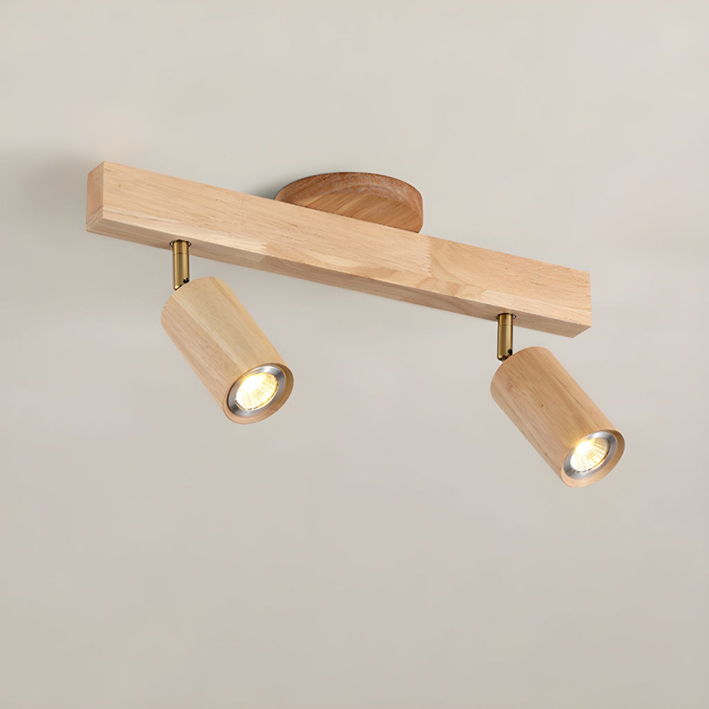 Solara Plafonnier poutre en bois naturel avec spot - Neutralighting