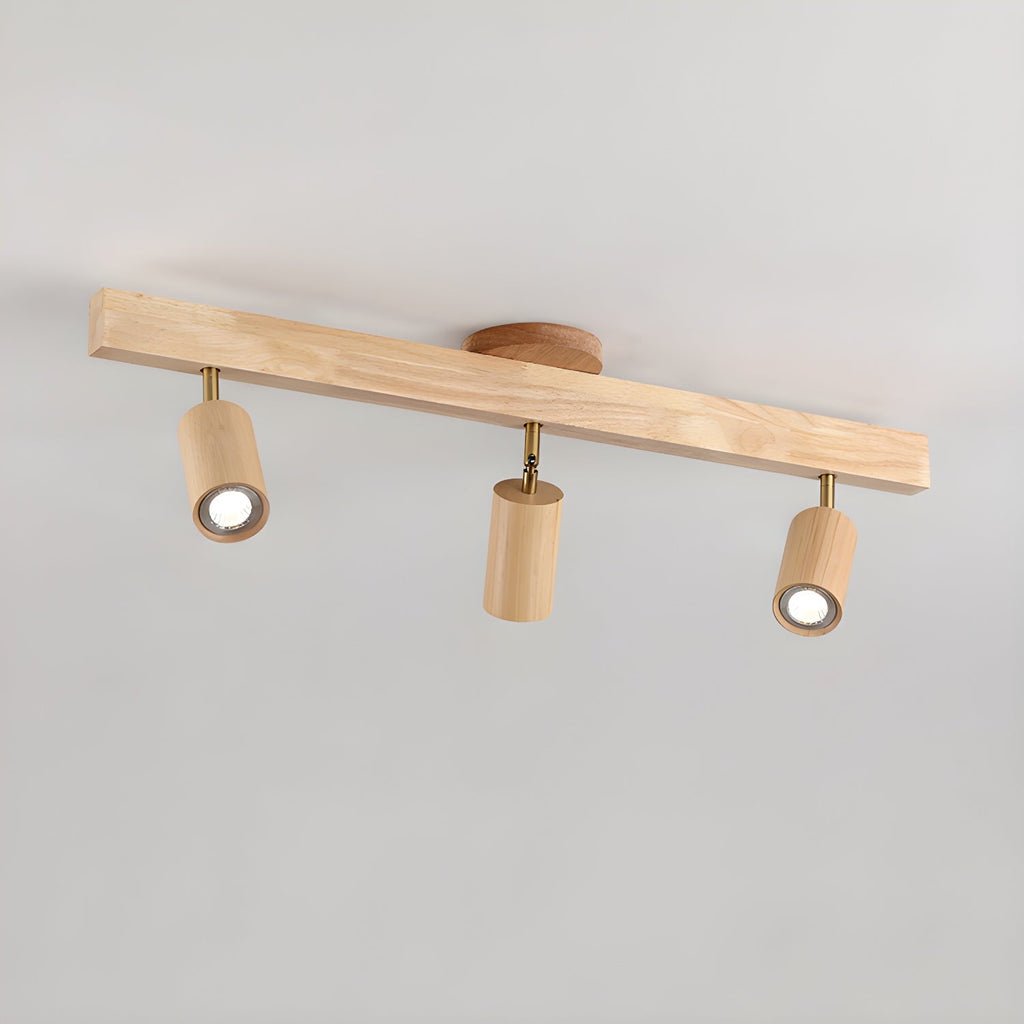 Solara Plafonnier poutre en bois naturel avec spot - Neutralighting