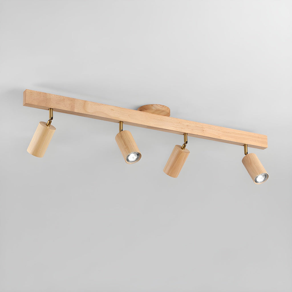 Solara Plafonnier poutre en bois naturel avec spot - Neutralighting