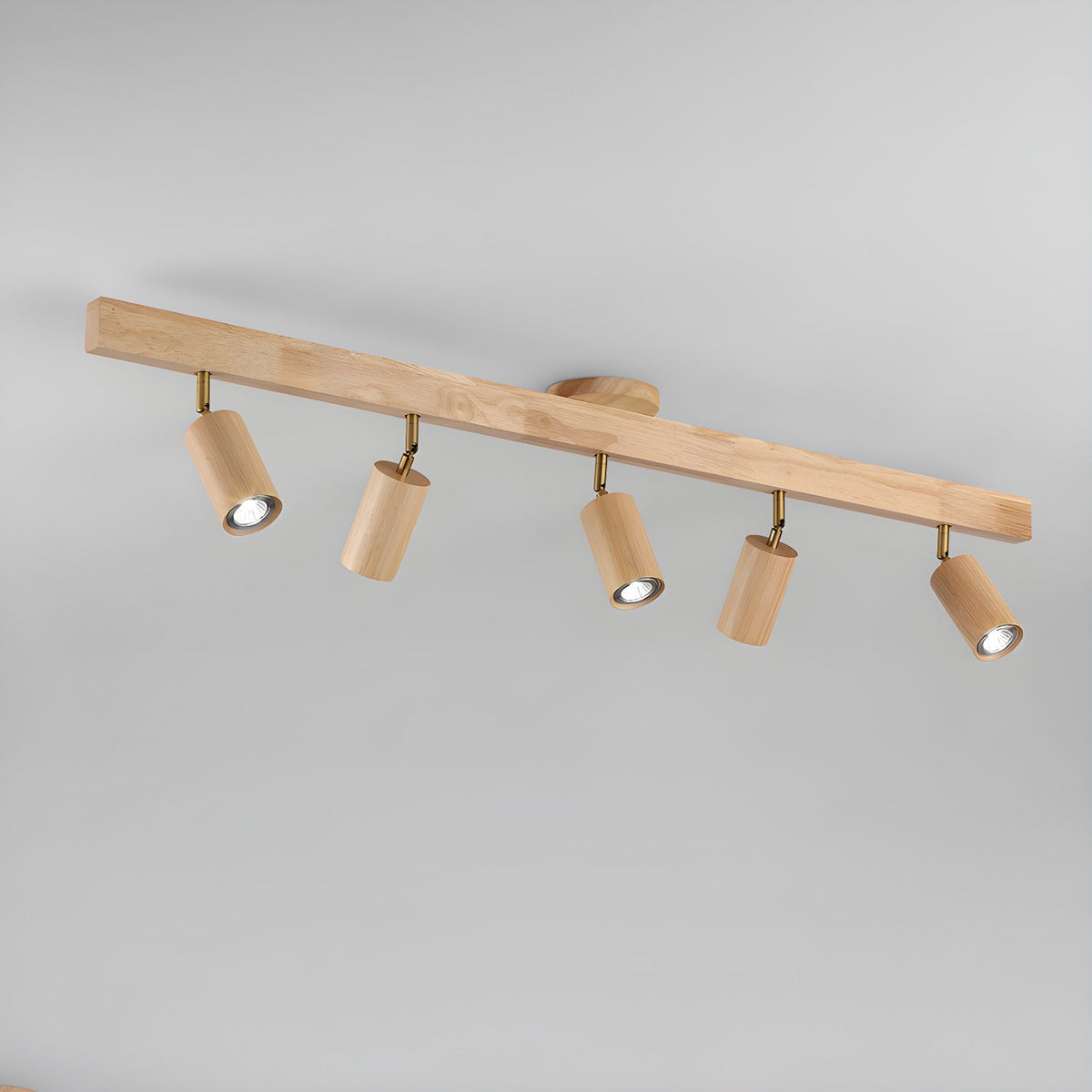 Solara Plafonnier poutre en bois naturel avec spot - Neutralighting
