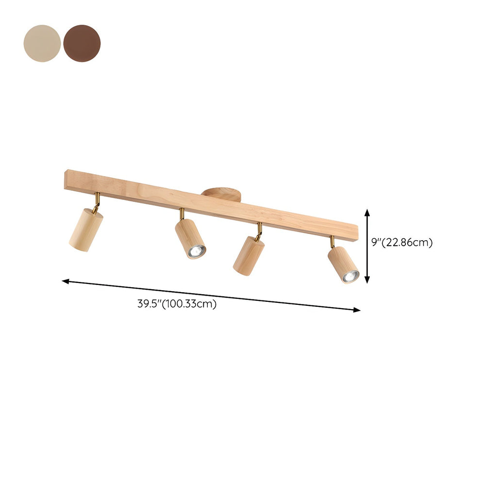 Solara Plafonnier poutre en bois naturel avec spot - Neutralighting