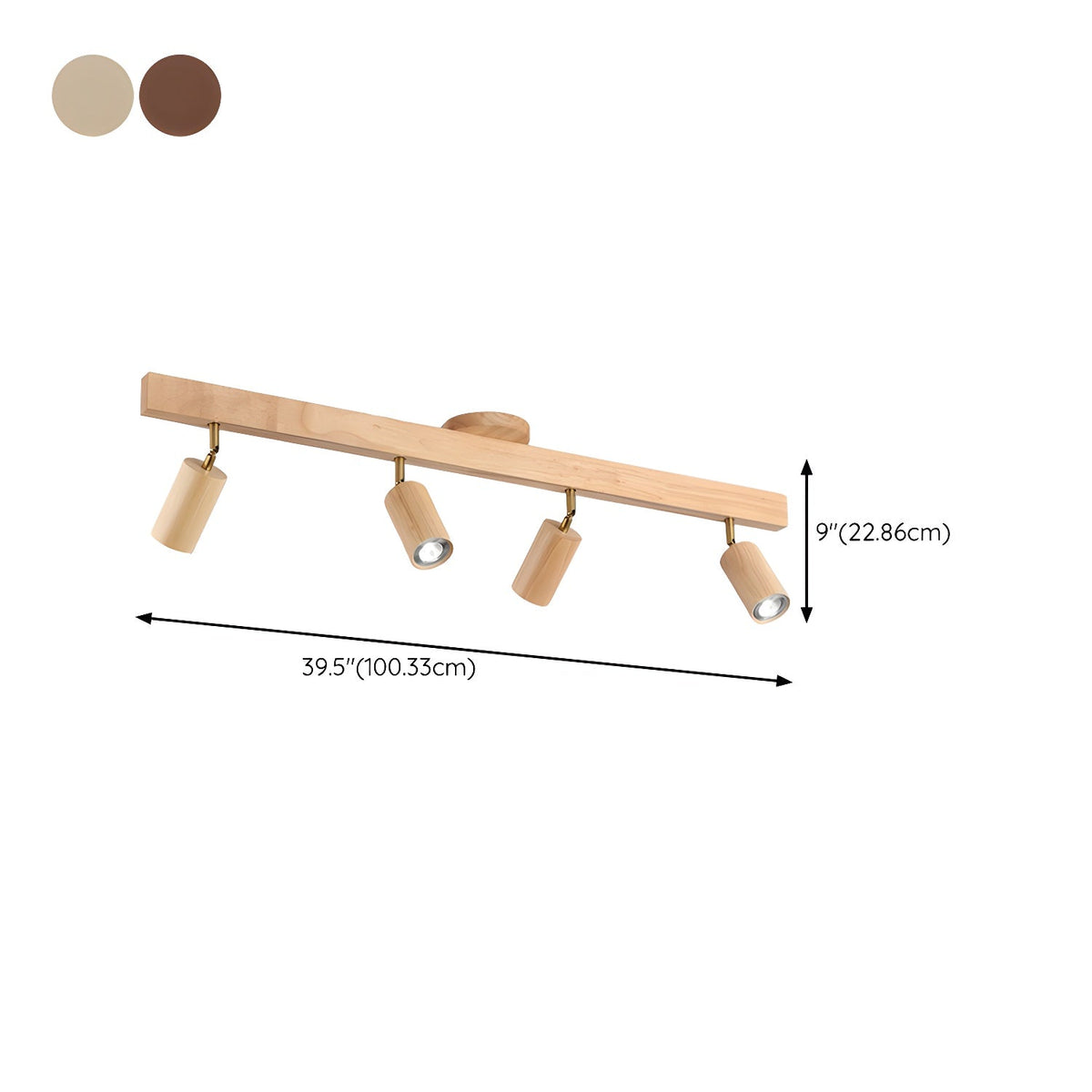 Solara Plafonnier poutre en bois naturel avec spot - Neutralighting