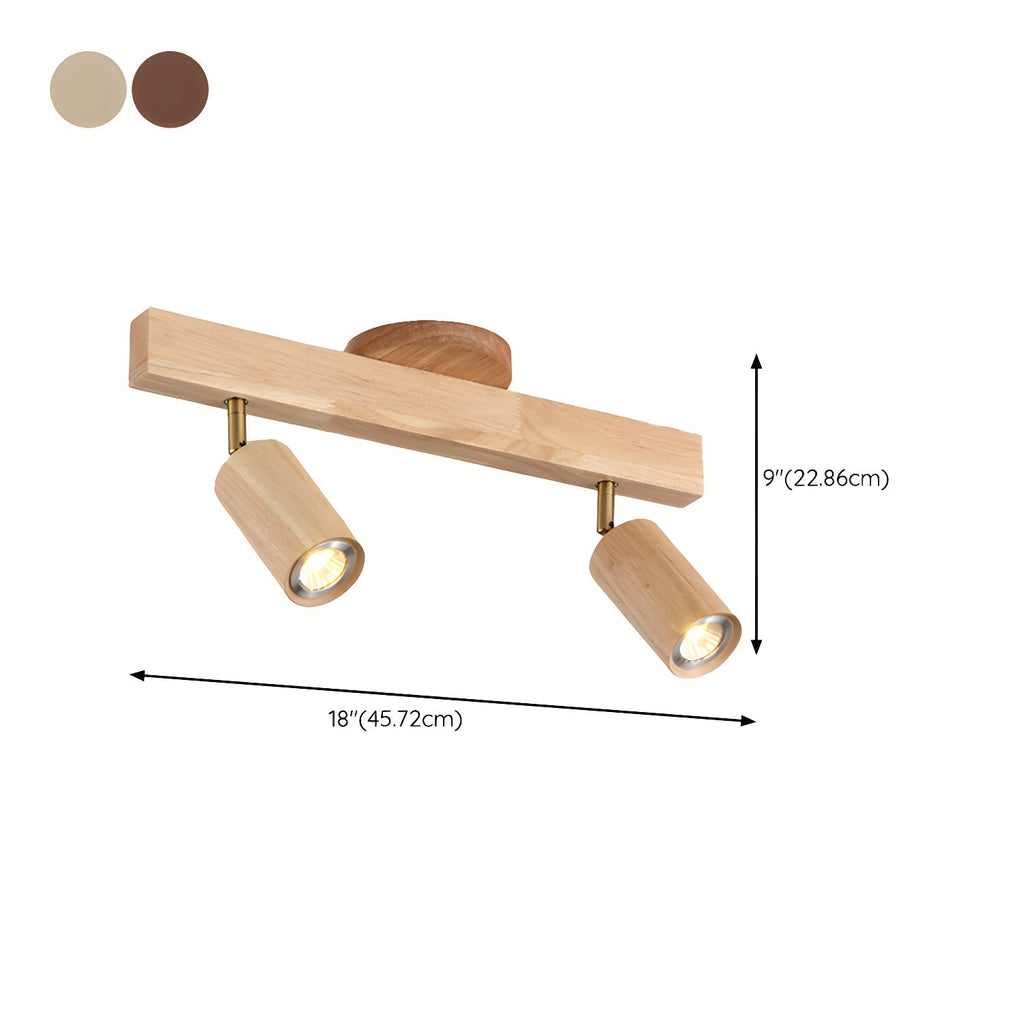 Solara Plafonnier poutre en bois naturel avec spot - Neutralighting