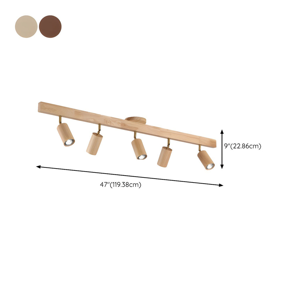 Solara Plafonnier poutre en bois naturel avec spot - Neutralighting