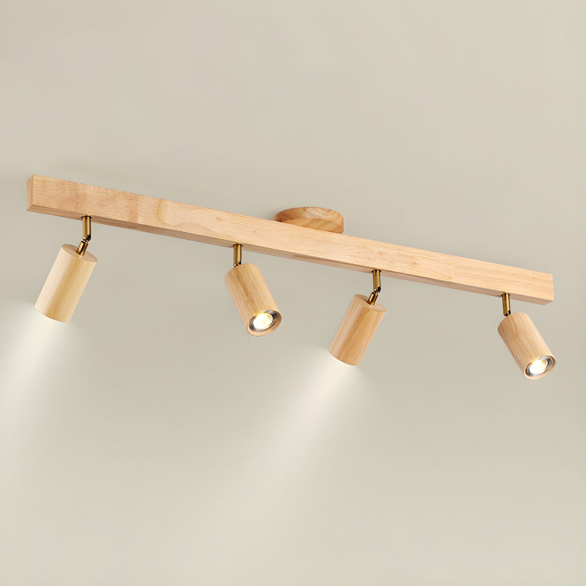 Solara Plafonnier poutre en bois naturel avec spot - Neutralighting