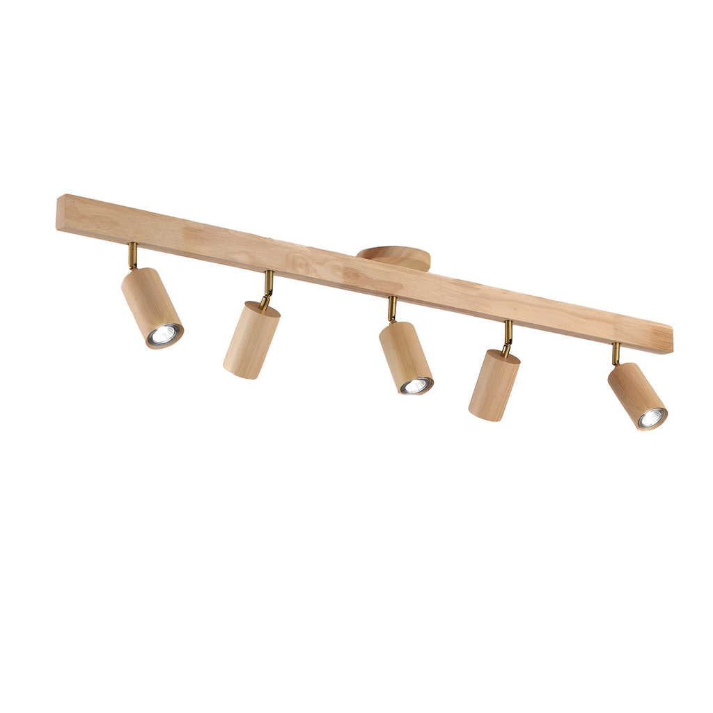 Solara Plafonnier poutre en bois naturel avec spot - Neutralighting