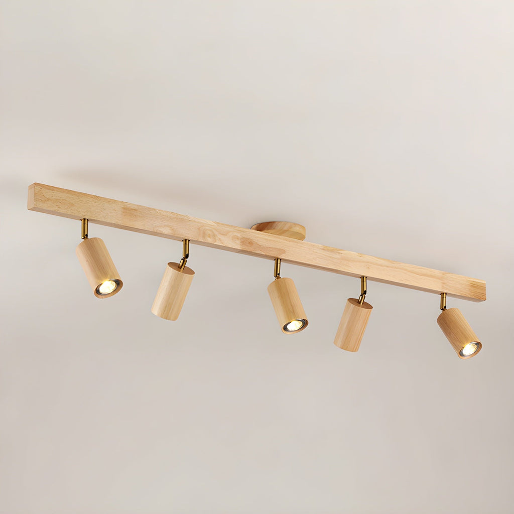 Solara Plafonnier poutre en bois naturel avec spot - Neutralighting