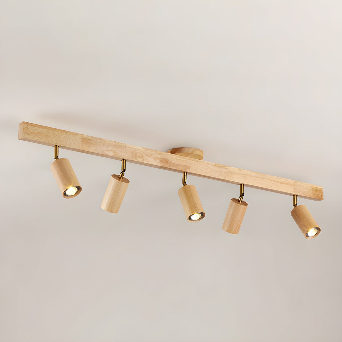 Solara Plafonnier poutre en bois naturel avec spot - Neutralighting
