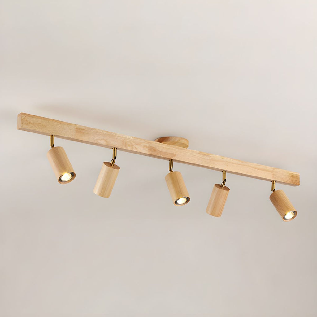 Solara Plafonnier poutre en bois naturel avec spot - Neutralighting