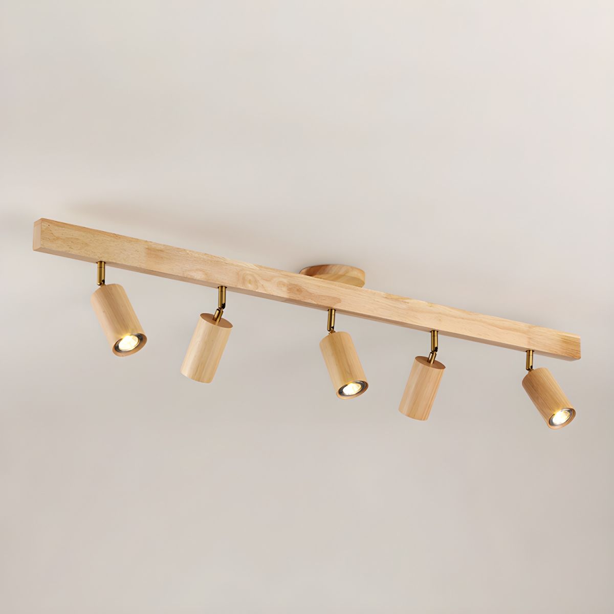 Solara Plafonnier poutre en bois naturel avec spot - Neutralighting