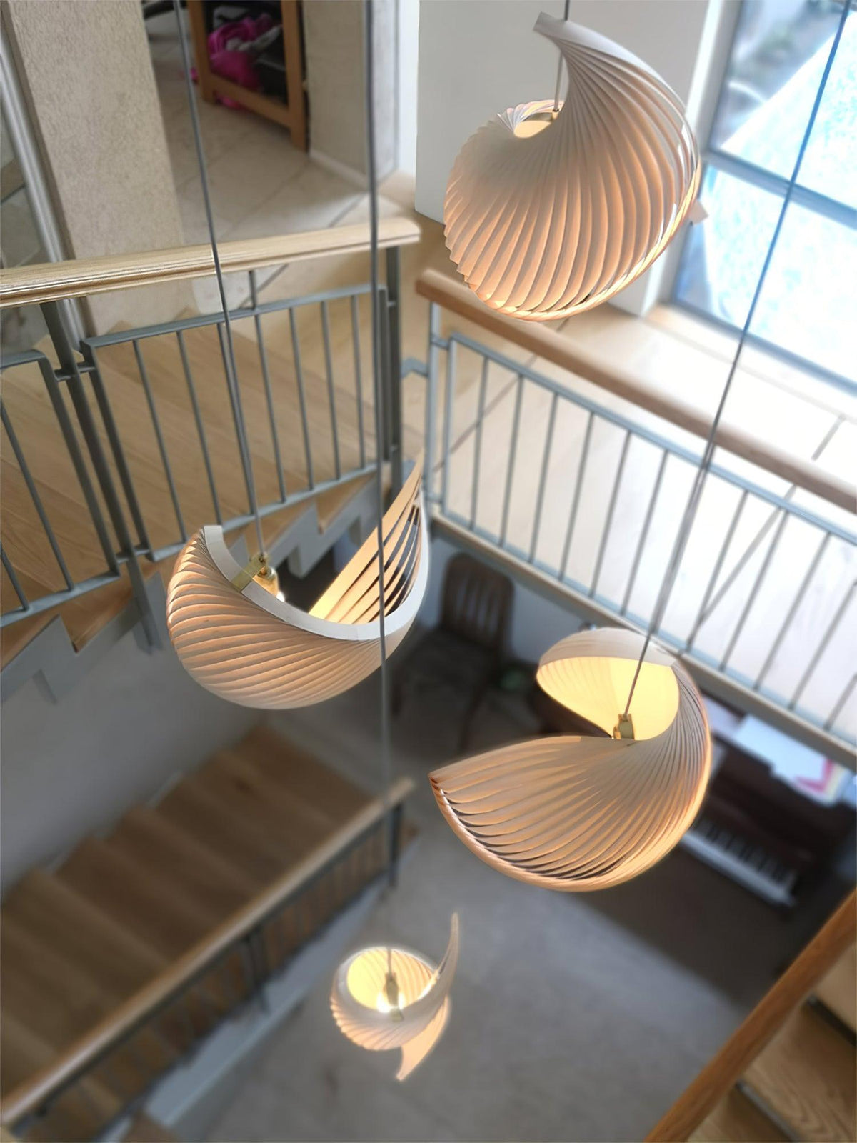 Cumiror Postmoderne Luxe Coquille Bois Bois Pendentif Lumière - Neutralighting