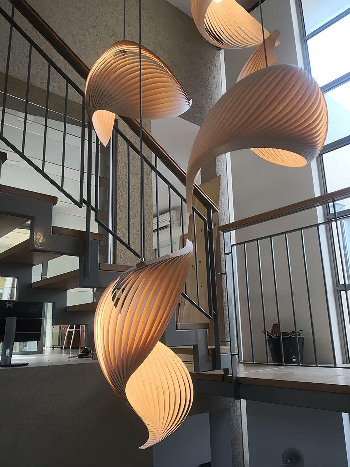 Cumiror Postmoderne Luxe Coquille Bois Bois Pendentif Lumière - Neutralighting