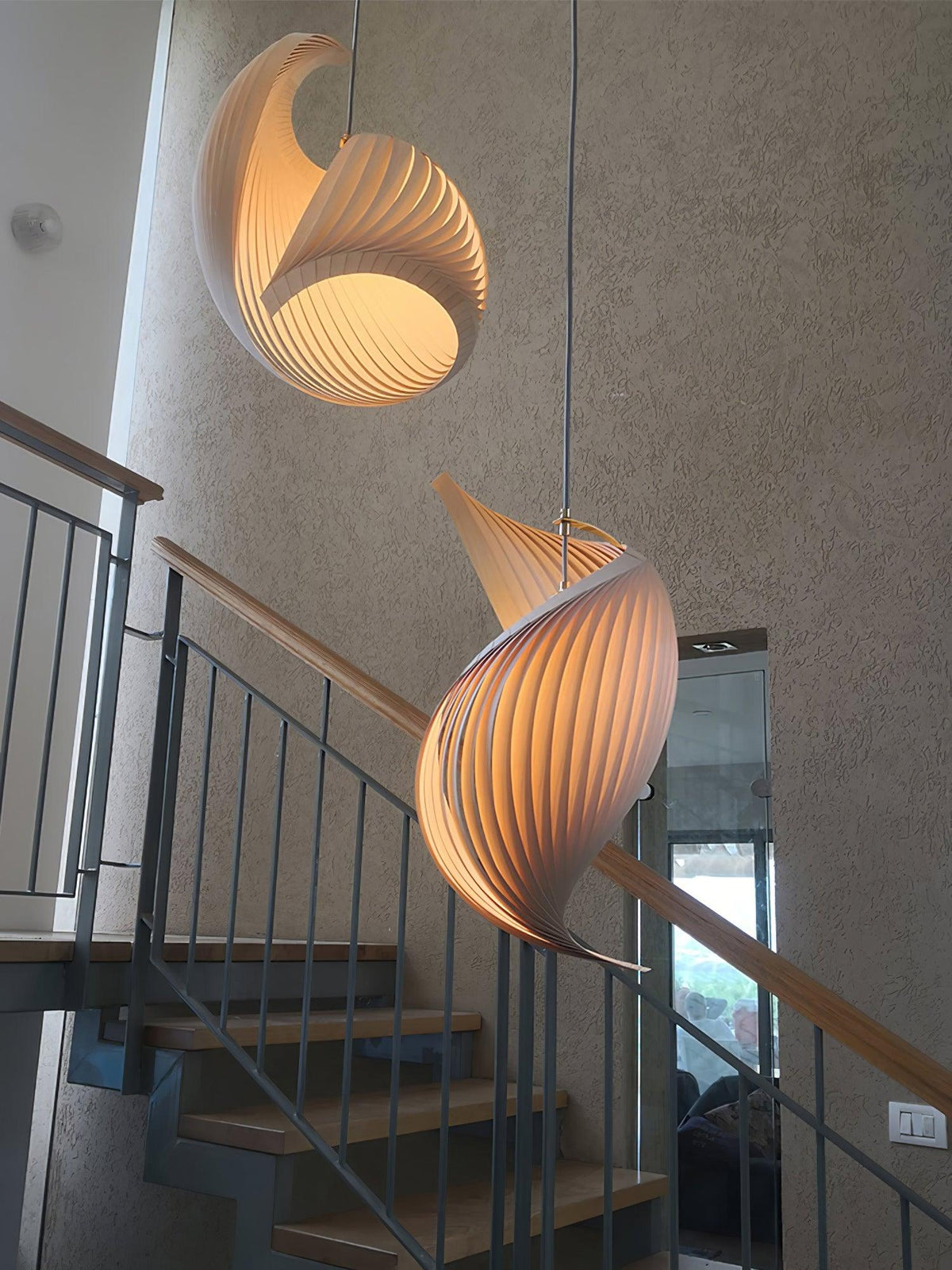Cumiror Postmoderne Luxe Coquille Bois Bois Pendentif Lumière - Neutralighting