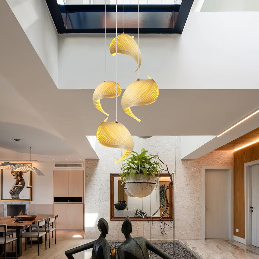 Cumiror Postmoderne Luxe Coquille Bois Bois Pendentif Lumière - Neutralighting