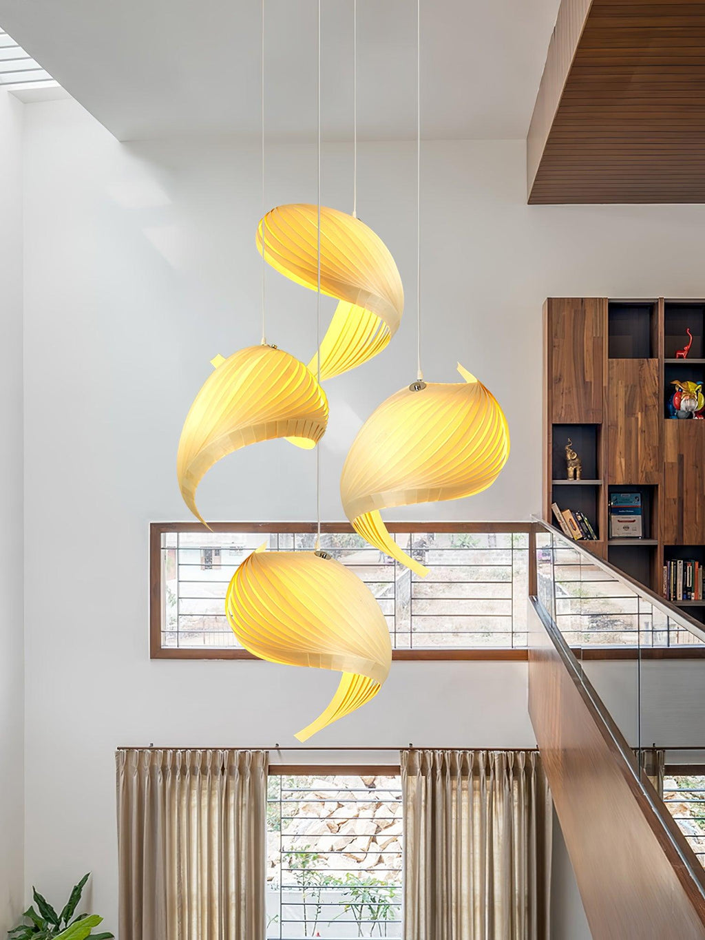 Cumiror Postmoderne Luxe Coquille Bois Bois Pendentif Lumière - Neutralighting