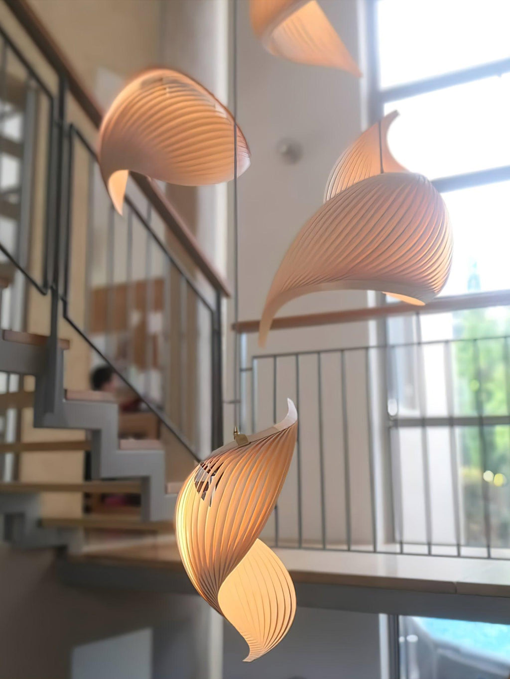 Cumiror Postmoderne Luxe Coquille Bois Bois Pendentif Lumière - Neutralighting
