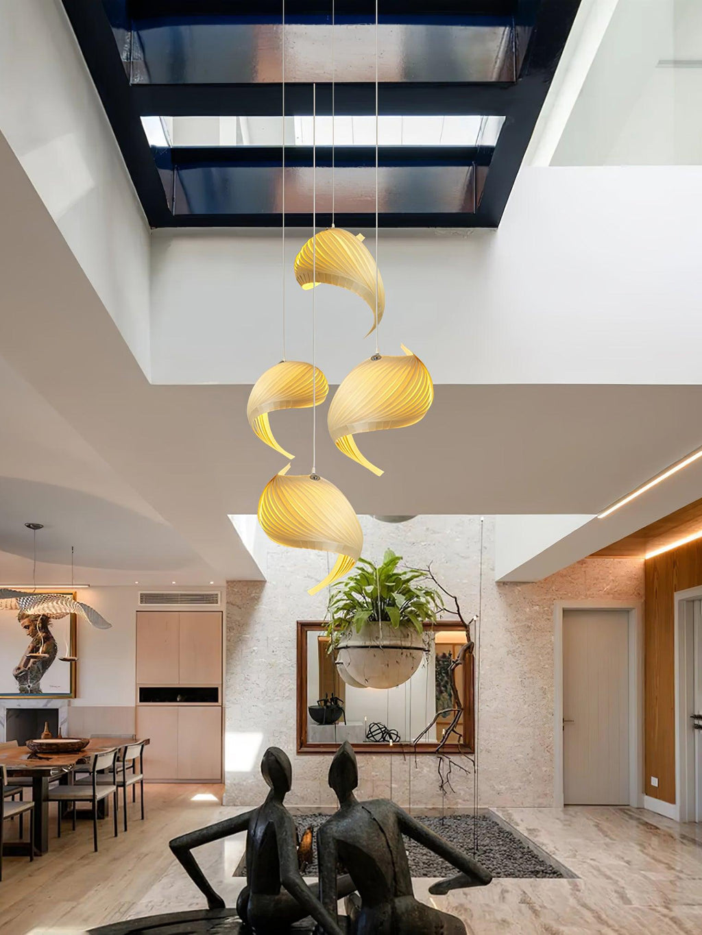 Cumiror Postmoderne Luxe Coquille Bois Bois Pendentif Lumière - Neutralighting