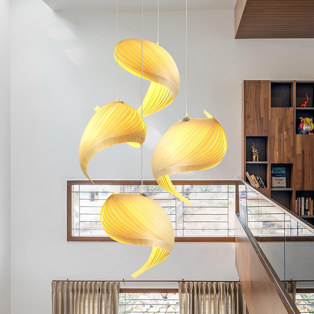 Cumiror Postmoderne Luxe Coquille Bois Bois Pendentif Lumière - Neutralighting
