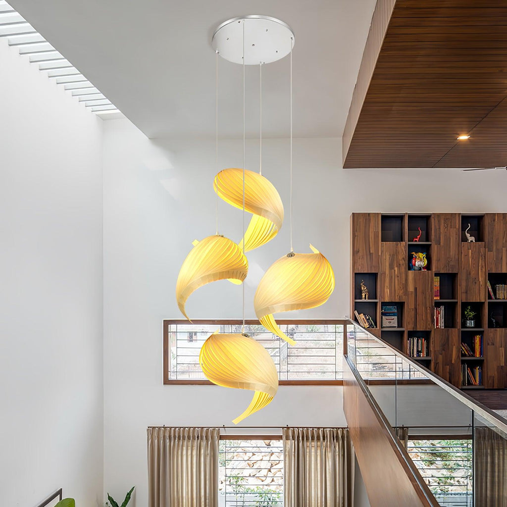Cumiror Postmoderne Luxe Coquille Bois Bois Pendentif Lumière - Neutralighting