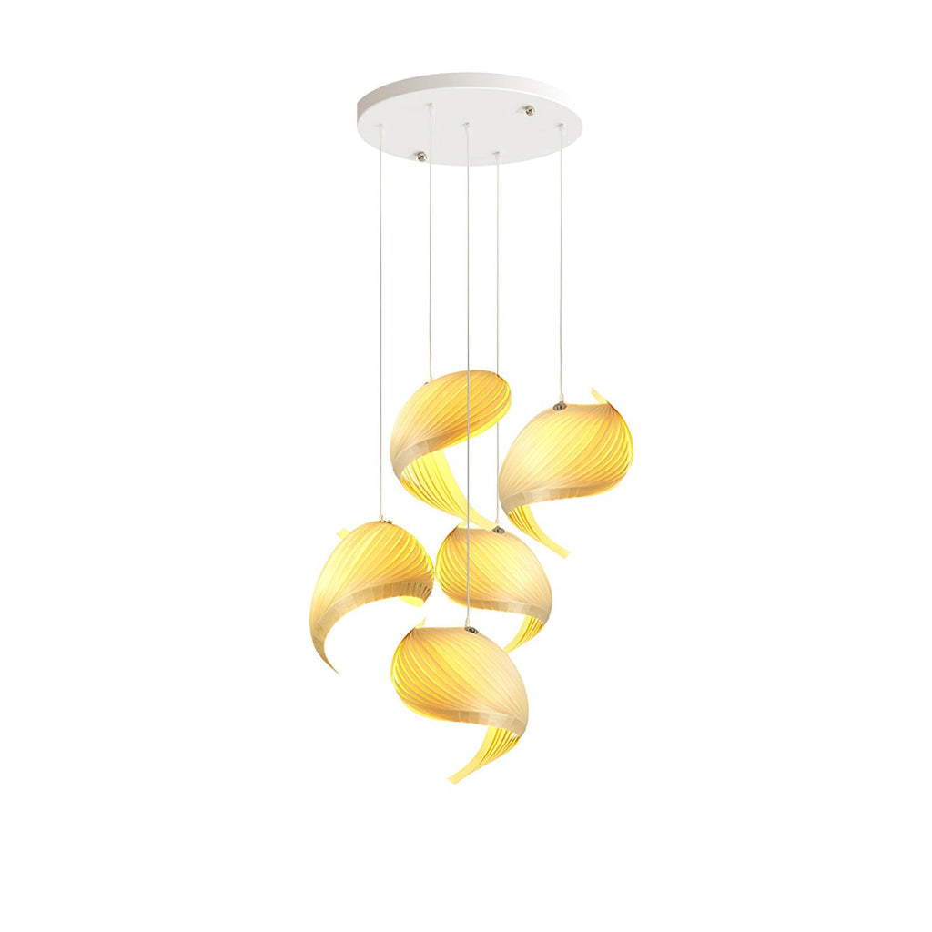 Cumiror Postmoderne Luxe Coquille Bois Bois Pendentif Lumière - Neutralighting