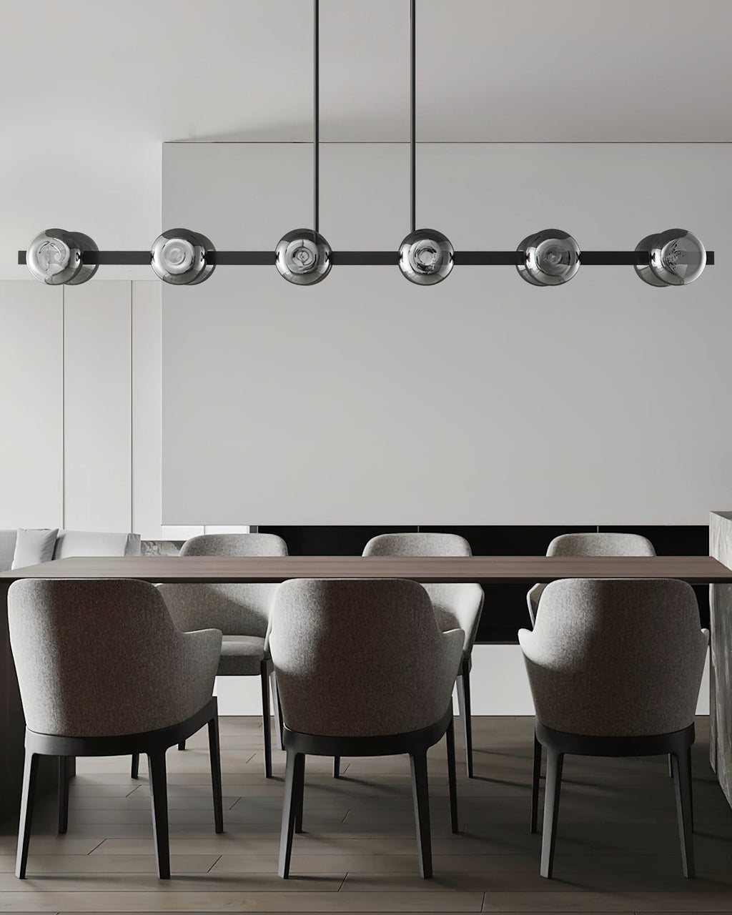 Lustra Chandelier Cadre Noir Verre Fumé Audacieux - Neutralighting