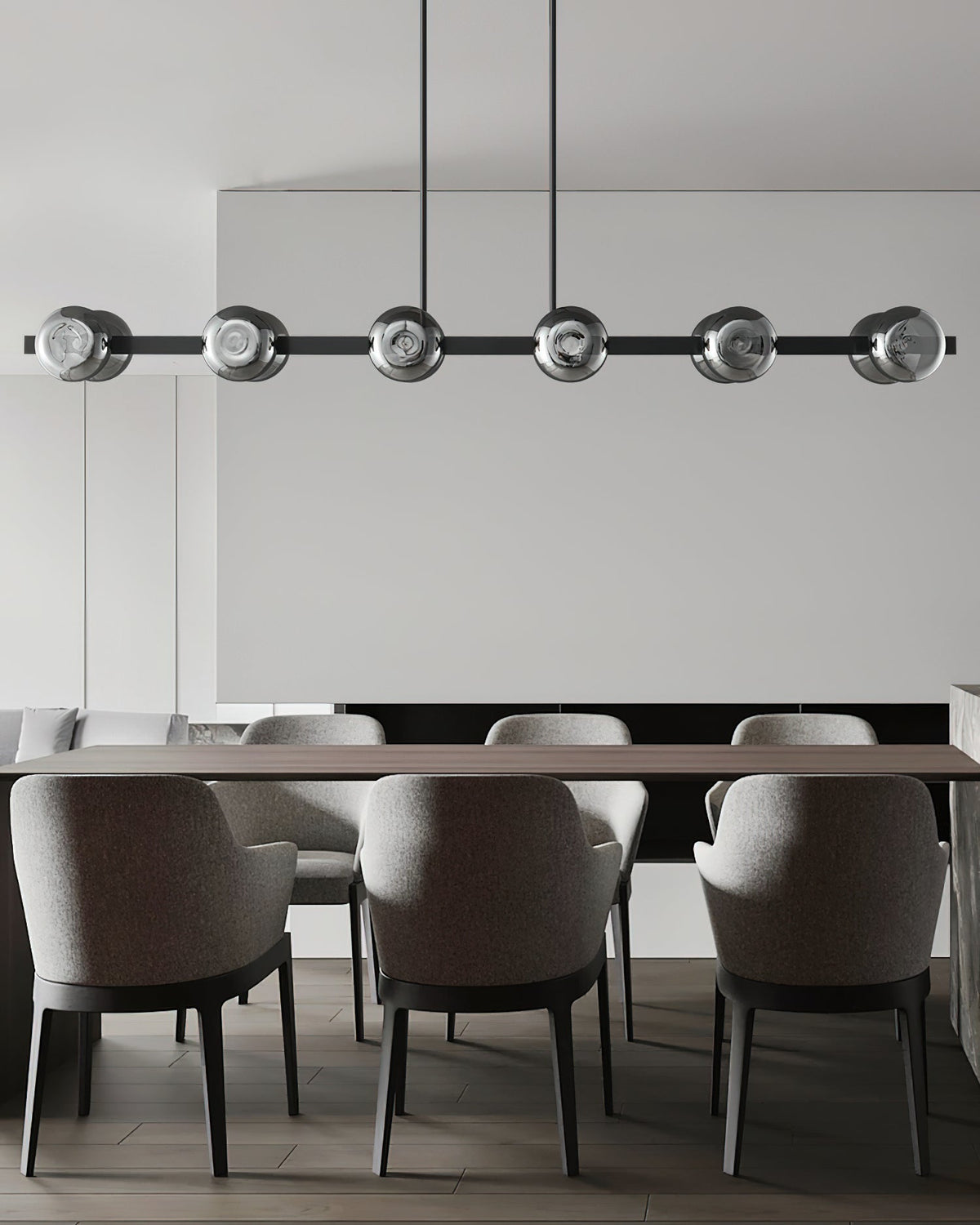 Lustra Chandelier Cadre Noir Verre Fumé Audacieux - Neutralighting
