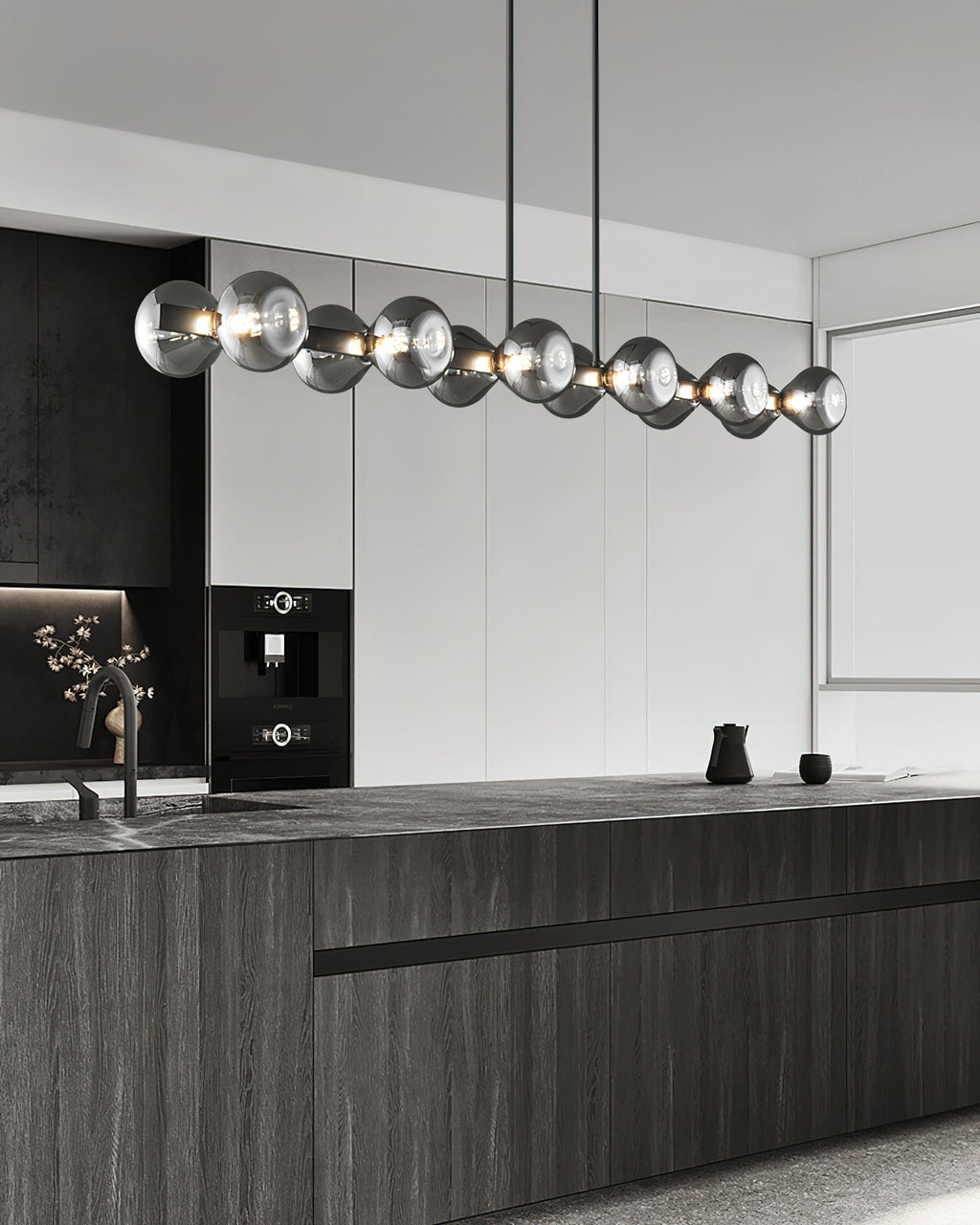 Lustra Chandelier Cadre Noir Verre Fumé Audacieux - Neutralighting