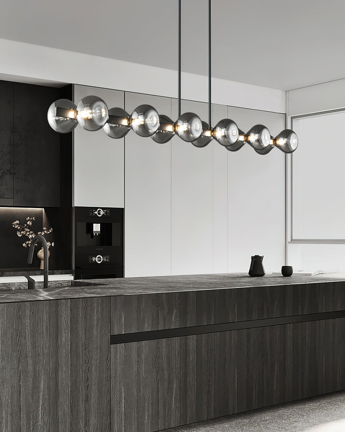Lustra Chandelier Cadre Noir Verre Fumé Audacieux - Neutralighting