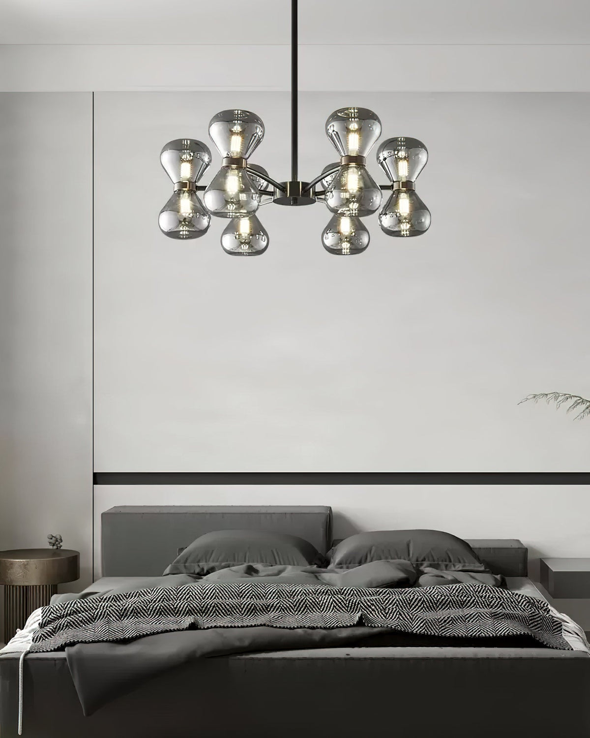 Lustra Chandelier Cadre Noir Verre Fumé Audacieux - Neutralighting
