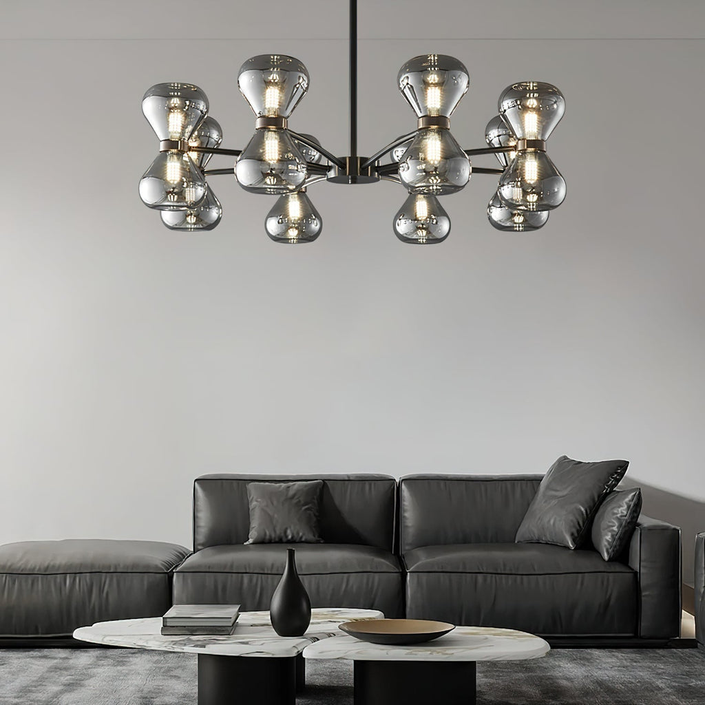 Lustra Chandelier Cadre Noir Verre Fumé Audacieux - Neutralighting