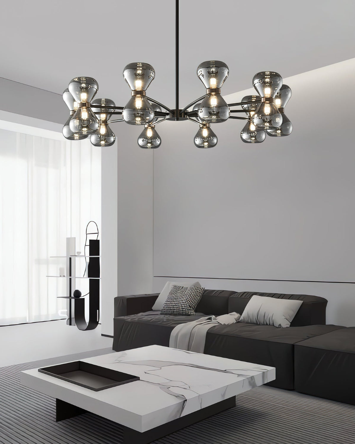 Lustra Chandelier Cadre Noir Verre Fumé Audacieux - Neutralighting