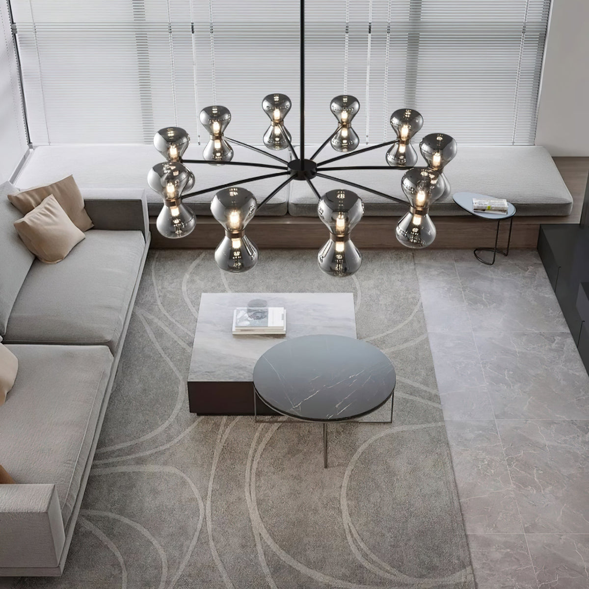 Lustra Chandelier Cadre Noir Verre Fumé Audacieux - Neutralighting