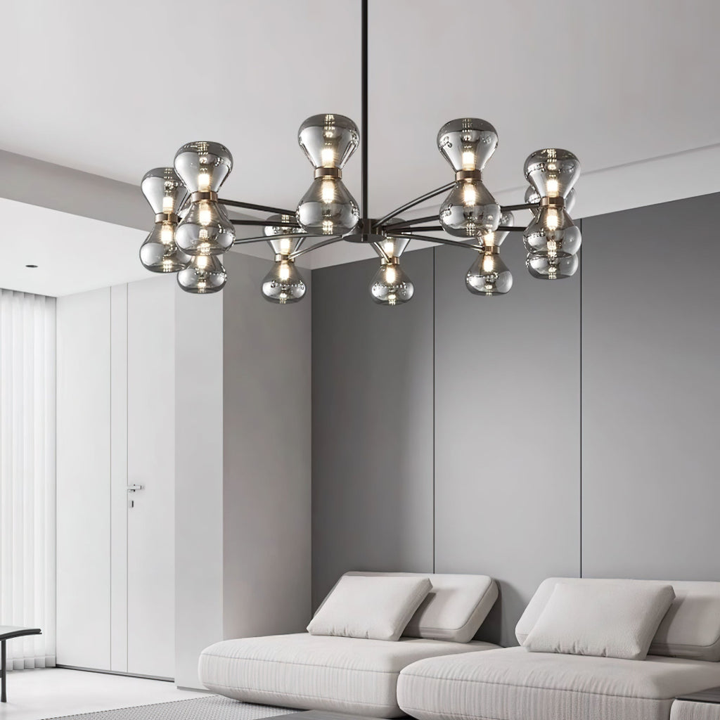 Lustra Chandelier Cadre Noir Verre Fumé Audacieux - Neutralighting