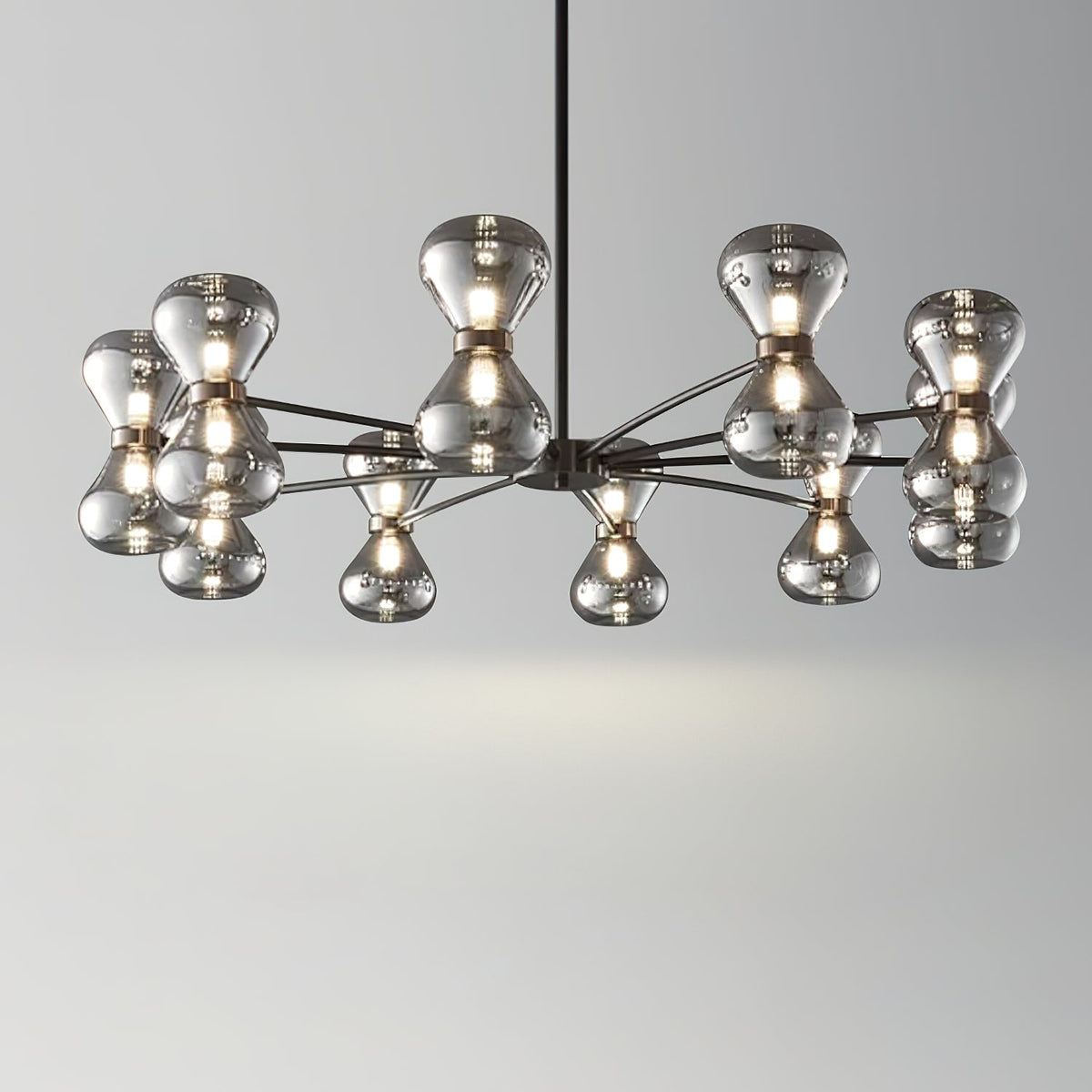Lustra Chandelier Cadre Noir Verre Fumé Audacieux - Neutralighting