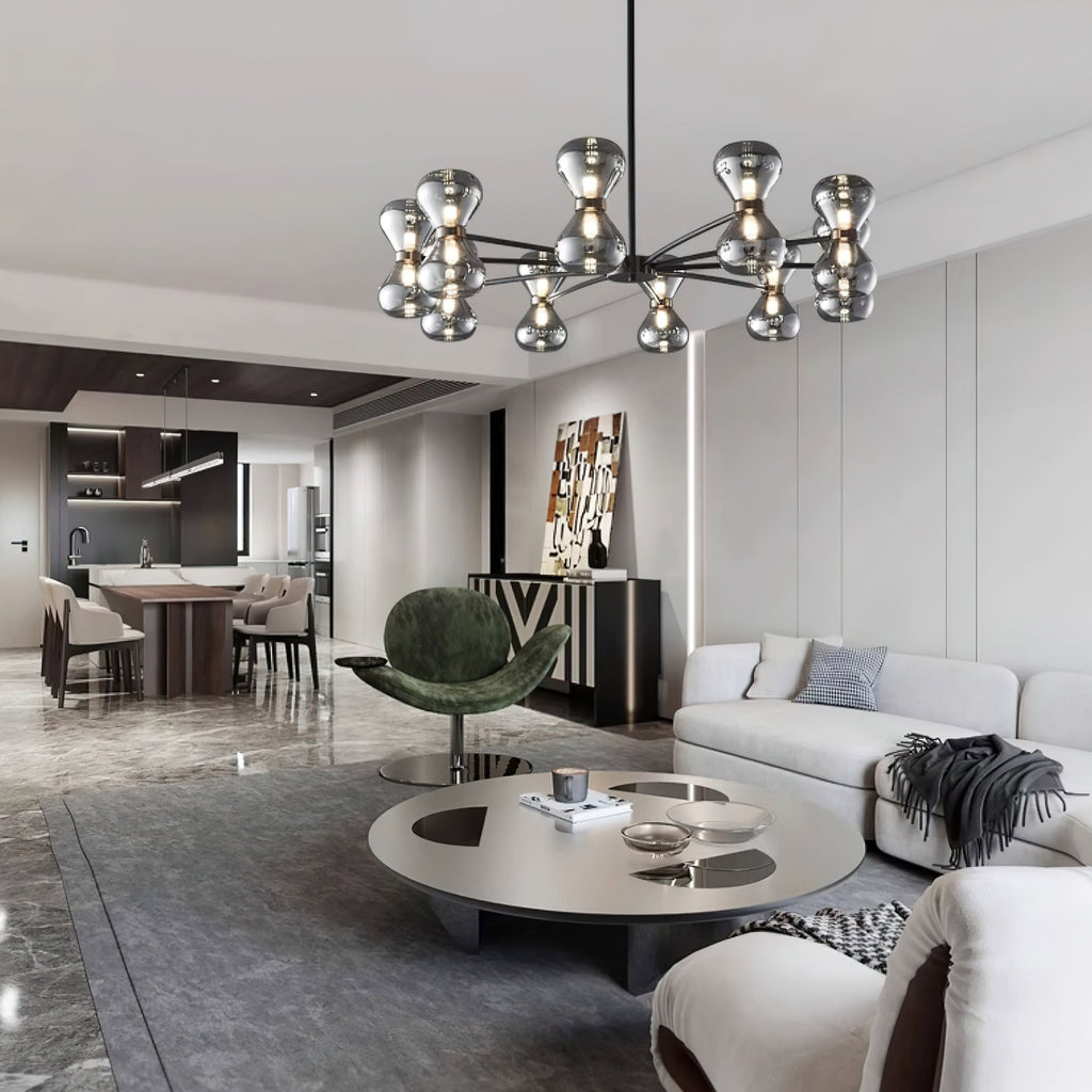 Lustra Chandelier Cadre Noir Verre Fumé Audacieux - Neutralighting
