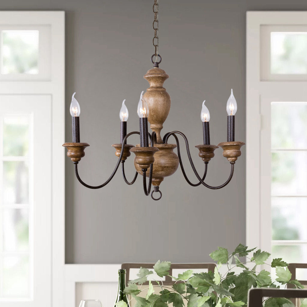 Evvine Lustre Vintage Industriel en Bois et Métal - Neutralighting