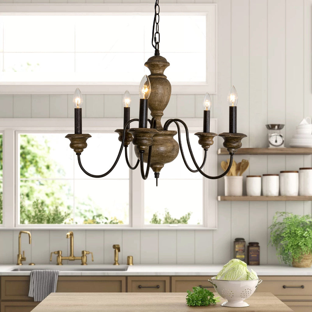 Evvine Lustre Vintage Industriel en Bois et Métal - Neutralighting