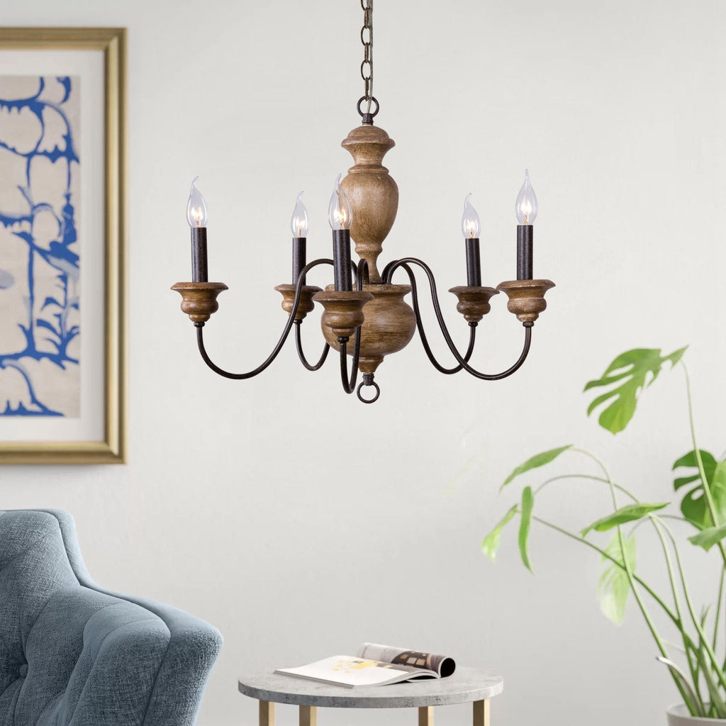 Evvine Lustre Vintage Industriel en Bois et Métal - Neutralighting