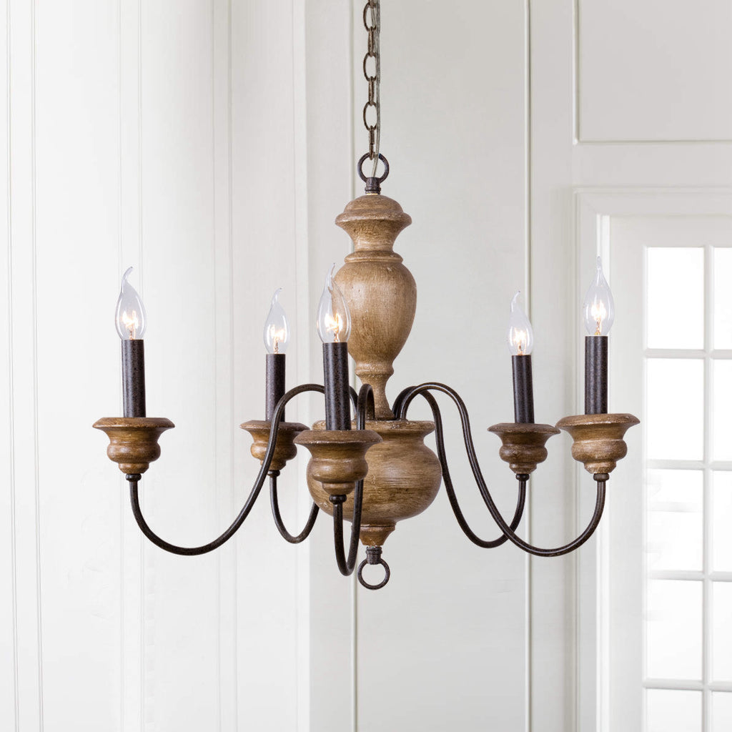 Evvine Lustre Vintage Industriel en Bois et Métal - Neutralighting