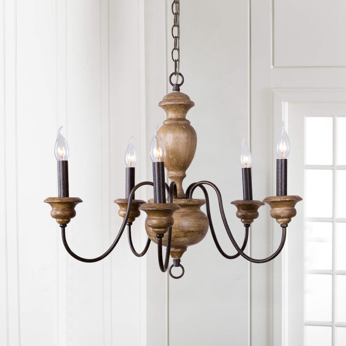 Evvine Lustre Vintage Industriel en Bois et Métal - Neutralighting