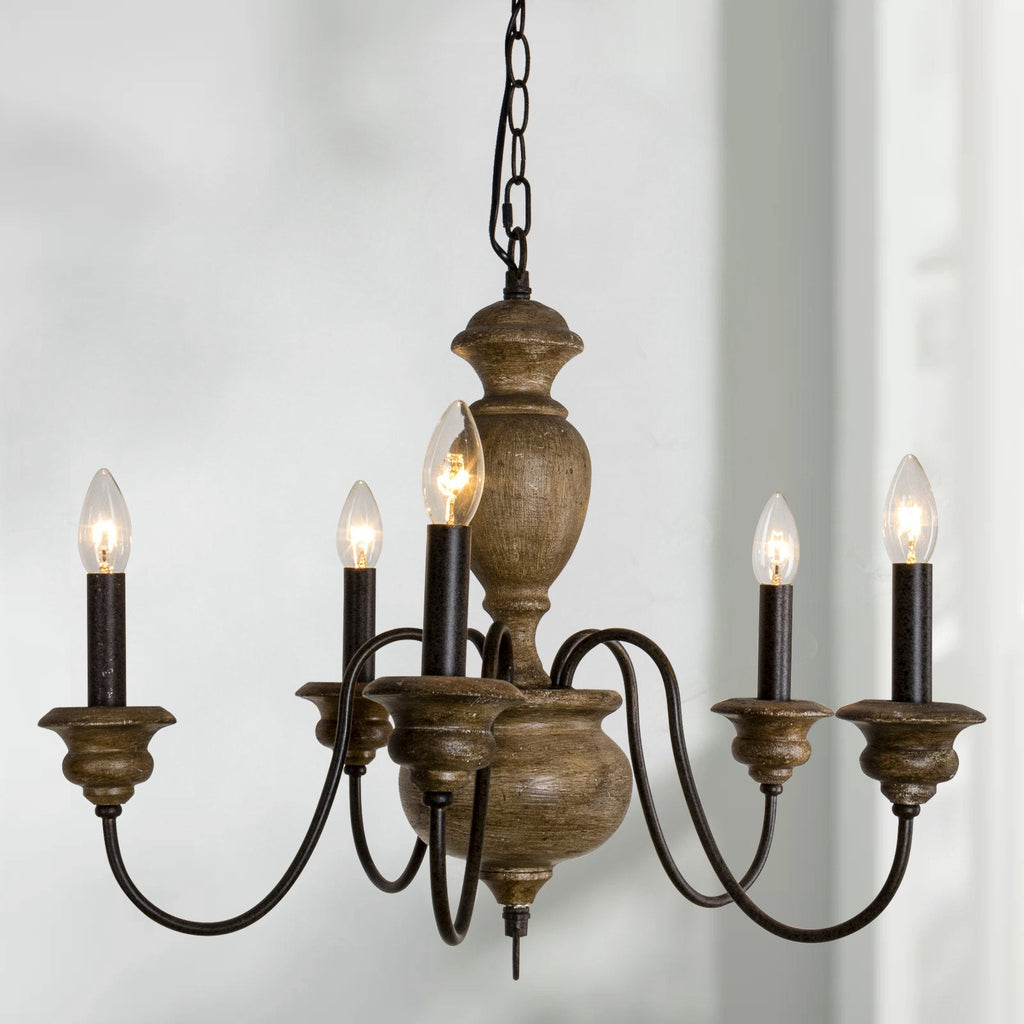 Evvine Lustre Vintage Industriel en Bois et Métal - Neutralighting